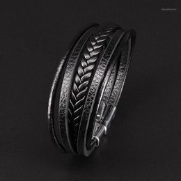 2020 Brand New Men Leather Bracelet Magnet Buckle Vintage Male Braid Jewellery For Women Handmade Multi layer Wrist Band Gifts1241F