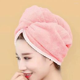 Towel Women Hair Drying Hat Quick-dry Double Layer Cap Microfiber Solid Colour Super Absorption Dry Bath