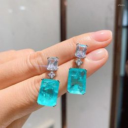 Dangle Earrings Personality Square Blue Stone For Women Wedding Engagement Party Chic Ear Accessories 2023 Jewellery