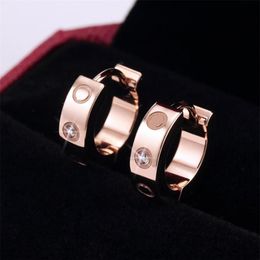 Love Earrings women's Ear-Cuff Earring Crystal Rose Gold stud Stainless steel Fashion Jewellery without box261C