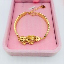 Pixiu Bracelet Vietnam Sand Gold Jewellery Brass Gold Plated Jewellery Copper Coin Pattern Pixiu Bracelet Fashion248C