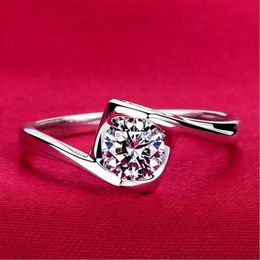 Austria Simulated Diamond Rings Wedding Love Luxury Aneis Rhinestone Jewellery 925 Silver Plated Glowing Ring For Women253r