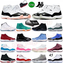 With box 11s OG Original Jumpman 11s Men DMP Gratitude Neapolitan Cherry Cool Grey Bred High White Jade Blue Pantone Space Jam Womens j11 Basketball shoes Sneaker 36-47