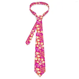 Bow Ties Tropical Floral Tie Pink Flowers Cosplay Party Neck Retro Trendy For Men Graphic Collar Necktie Gift