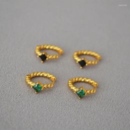 Dangle Earrings Brass Gold-plated Korean Version Trendy Small Exquisite Fried Dough Twists Zircon Simple Temperament Versatile Ear Button