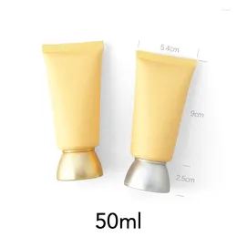 Storage Bottles Matte Yellow Plastic 50g Empty Squeeze Bottle 50ml Refillable Cosmetics Container Makeup Cream Body Lotion Soft Tube