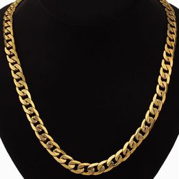 Hip Hop Jewelry Long Chunky Cuban Link Chain Golden Necklaces With Thick Gold Color Stainless Steel Neck Chains For Men Jewelry330O