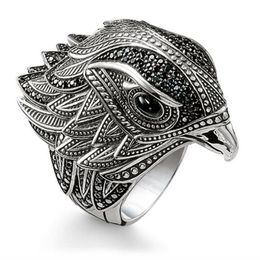 Hip Hop Personality Retro Jewellery 925 Sterling Silver Fashion Eagle Ring Female Wedding Bird Wedding Band Ring For Men Gift275v