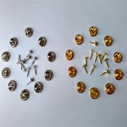 10mm post nails clasp Gold Silver brass tie tacks tacs butterfly pin badge lapel back clutch for clothes Jewellery findings brooches266E