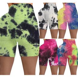 Women's Pants Q21S820 Tie Dye Pineapple Cloth Multi-color Sporty Style High Waisted Fitness Shorts