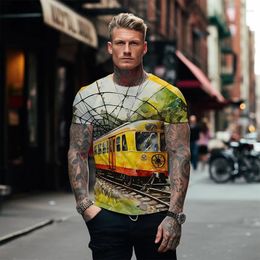 Men's T Shirts Train 3D Printed Large Size T-shirt Round Neck Summer Loose Cool Short Sleeve Sports Casual