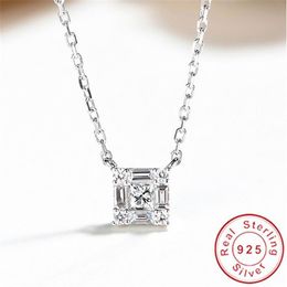Elegant lady Diamond cz Pendant Real 925 Sterling Silver Charm Party Wedding Pendants Necklace For Women Bridal Fine Jewelry2522