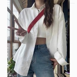 Women's Blouses Korean Cotton White Shirts Women Long Sleeve Loose Casual Female Elegant Button Up Office Ladies Tops Blusas Mujer 29949