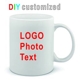 Mugs DIY Customised 350ML 12oz Ceramic Mug Print Picture P o Text Personalised Coffee Milk Cup Creative Present Cute Gift 231216