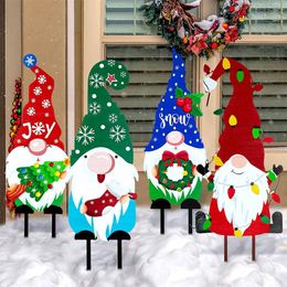 Garden Decorations Christmas Yard Signs Stakes Gnome Acrylic Board Outdoor Patio Lawn Xmas Pathway 231216