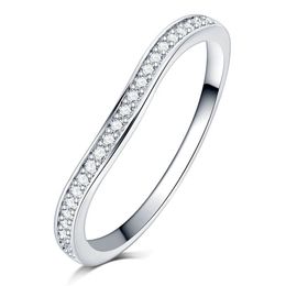 Luxury full Clear zircon stone pave silver Colour wave diamond Ring engagement Cocktail wedding alliance for women girls221g