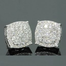 Stud Hip Hop Square Zircon Earrings Men Women Geometric Micropav Faux Colour Stone 231216