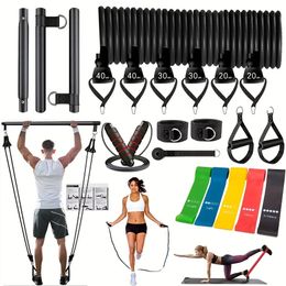 Bungee Pilates Bar Kit with Resistance Bands 3Section Stackable Workout Equipment for Legs Hip Waist and Arm 231216
