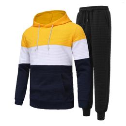 Men's Tracksuits European And American Large Size Spring Autumn Season Thin Small Chequered Loose Casual Long Sleeved Hooded Set