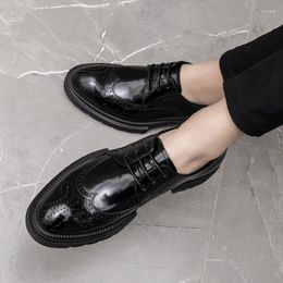 Dress Shoes Male Patent Leather Moccasins High Top Italian Formal Brogue Oxford Wedding Business Boots