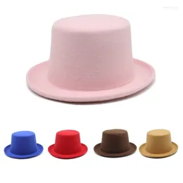 Berets Vintage Woollen Fedora Hat For Female Male Stage Performances Gentleman Theme Party Cap Masquerade Balls Dress Up Panama