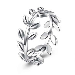 Olive Leaf Rings 925 Sterling Silver Women Simple Style Stackable Ring Party Wedding Gift Fashion S925 Jewellery Cluster2940