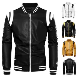Men's Jackets Autumn Winter Men Fleece Leather Coat Fashion College Jacket Trend Casual Fit Slim Baseball Clothes