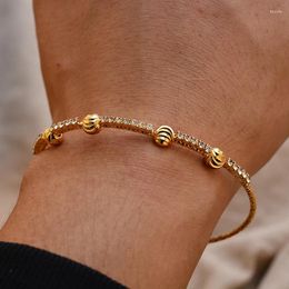 Bangle Resizable Gold Colour Bangles For Women African Dubai Plated Wedding Jewellery Ethnic Bridal Gifts Anillos Grandes