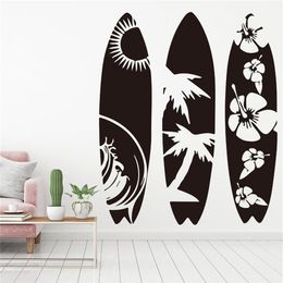 Large Set of 3 Surfboard Wall Sticker Bedroom Living Room Summer Beach Surf Board sport Wall Decal Kids Room Children Room Vinyl T2478