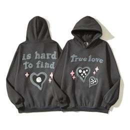 American high street niche trendy brand Brooken true love hard to find foam graffiti hoodie loose couple hoodie