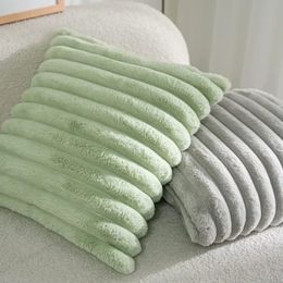 CushionDecorative Pillow 1pcs Throw Covers Soft Cosy Pillowcase Faux Rabbit Fur Cushion Cover for Couch Sofa Bed Chair Home Decor Saga Green 231216