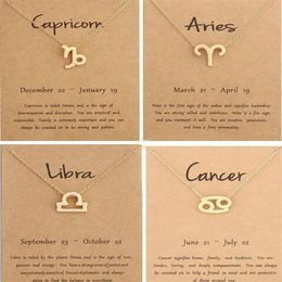 New Dogeared Necklace With Card The Zodiac Sign Gold Plated Leo Aries Virgo Pendant Noble And Delicate Choker Valentine Day Christ283y