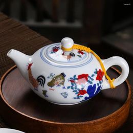 Dinnerware Sets Teapot Ceramic Kettle For Home Brewing Infuser Large Pots Retro Chicken Jar Loose