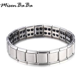 Magnetic Bracelets Stainless Steel Elastic Health Energy Balance Tourmaline Germanium Bracelet Bangle For Women Men Jewellery Gift339T