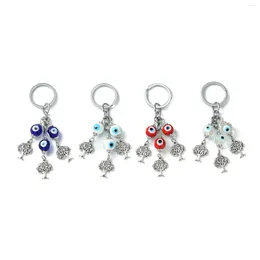 Keychains 15pcs Glazed Resin Beads Tree Of Life Charms Keychain For Women Men Turkish Blue Evil Eye Bag Keyring Jewellery