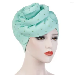 Ethnic Clothing Woman Big Flower Turban Cap Muslim Hijab Headscarf Hair Accessories Islamic Under Scarf Bonnet Beanie Hat Femme