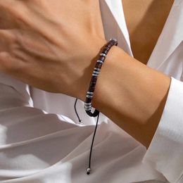 Strand PuRui Simple Wood Beads Men Bracelet Adjustable Rope Chain Bangles Minimalist Beaded Fashion Jewelry Boy Cool Party