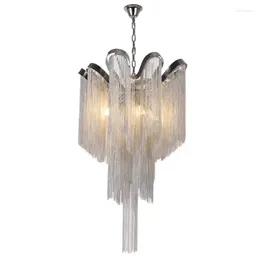 Pendant Lamps Modern Aluminium Chain Chandeliers Tassel Led Lights Lustre Luminaires Living Room Kitchen Hanging Lamp Fixture