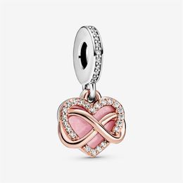 New Arrival 925 Sterling Silver Sparkling Infinity Heart Dangle Charm Fit Original European Charm Bracelet Fashion Jewelry Accesso318H