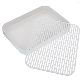 Kitchen Storage Dish Drain Tray Food 2 Tier Non Slip Serving Utensil Drainboard Drying Plate Board Counter