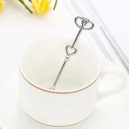 Spoons Heart Coffee Stirrer 8pcs Double Couple Spoon Teaspoons Wedding Party Favors Guests Gift Bridal Shower Souvenir Tea