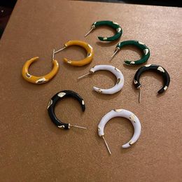 Hoop Earrings Minar Minimalist Black White Yellow Green Colour Enamel C Shape For Women Gold Dot Vintage Jewellery Gift