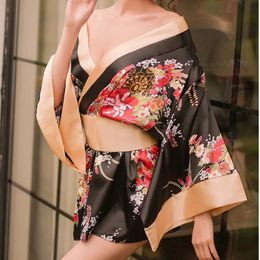 Sexy Set Japanese Lingerie Pyjamas Nightgown Printing Uniform Women's Japan Kimono Game Cosplay Nightwear 231216