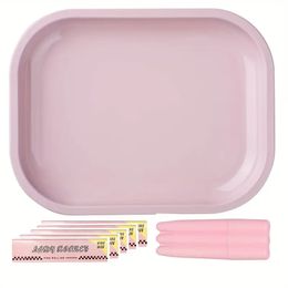 1set, Rolling Kit - 1pc Cute Rolling Tray, 1pc Three-tube Cone Storage Tube, 5 Booklets Rolling Paper - Portable Rolling Paper Rolling Tray Storage-Tube