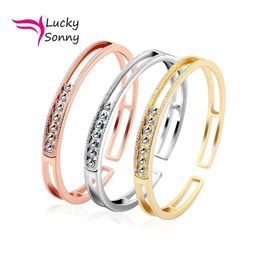 Must Have Luxury Bracelet 925 Sterling Silver Bracelets For Women Solid Silver Cuff Bangle Moving CZ Diamond Bracelet & Bangles2010