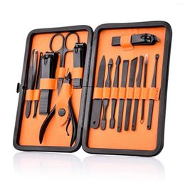 Nail Art Kits Black Clipper Set Stainless Steel Manicure Scissors Pedicure Kit Nippers Trimmer Care Tool With Travel Case 15 Pieces