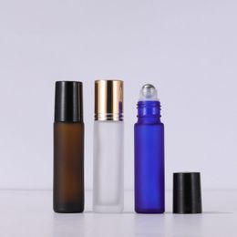 Factory Price 768pcs/Lot 10ml Frosted Roller Bottle With Plastic Cap Or Gold Electrolyzed Aluminum Lip