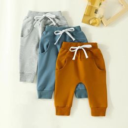 Trousers 0-3Y Baby Boys Cotton Spring And Autumn Toddler Infant Girls Solid Color Pocket Pant Harem Pants