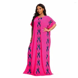 Ethnic Clothing Abayas For Women Dashiki Cotton Islam Pure Color Sequins O-neck Short Sleeve Maxi Loose African Elegant Dresses