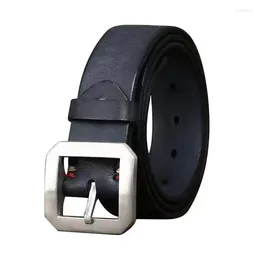 Belts Pure Cowhide 3.8cm Wide Thickened Frosted Genuine Leather Stainless Steel Pin Buckle For Men Retro Male Jeans